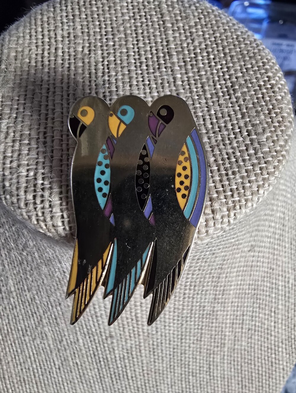 Laurel Burch Perico' Enamel Bird Brooch - Picture 2 of 3